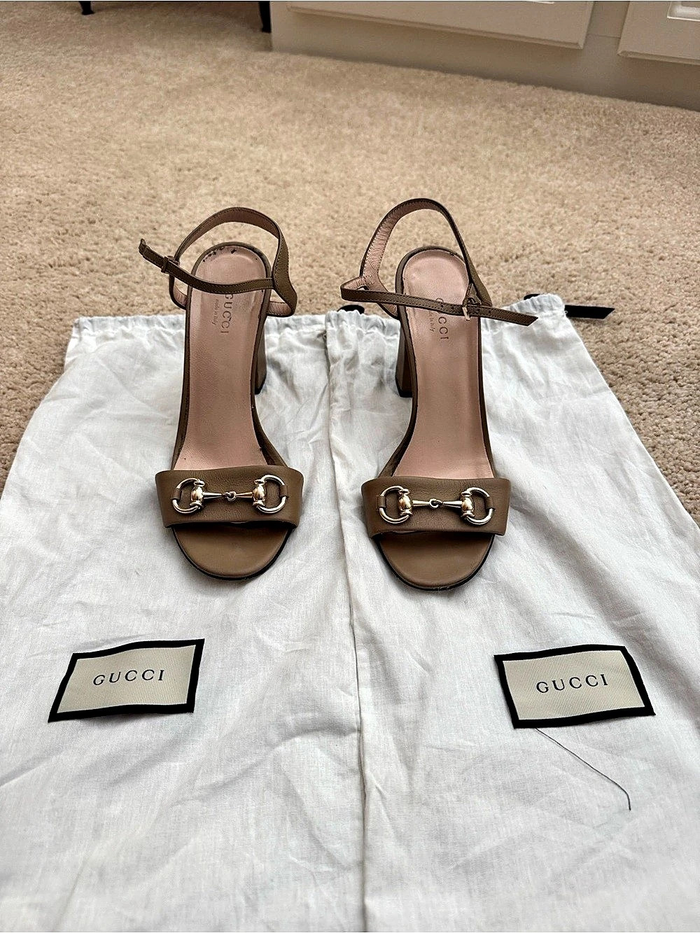 Gucci Horsebit Block Heel Sandal Heels in Brown Size US 7 / EU 37